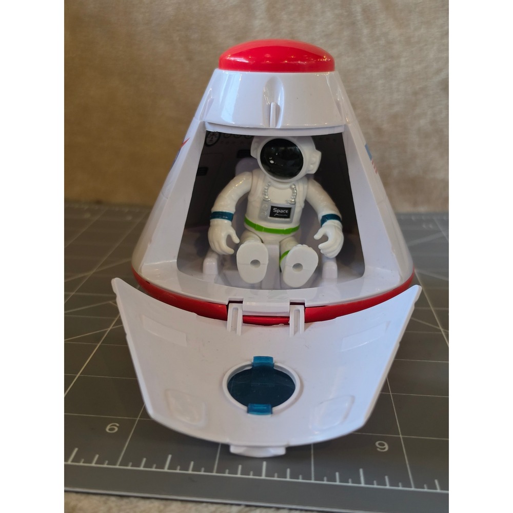 NASA Space Mission Rocket Capsule Toy with Astronaut Action Figure White Red